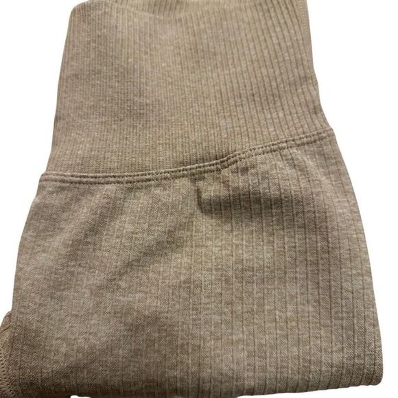 Beige Tan Ribbed Athletic Leggings Athleisure - Picture 6 of 9
